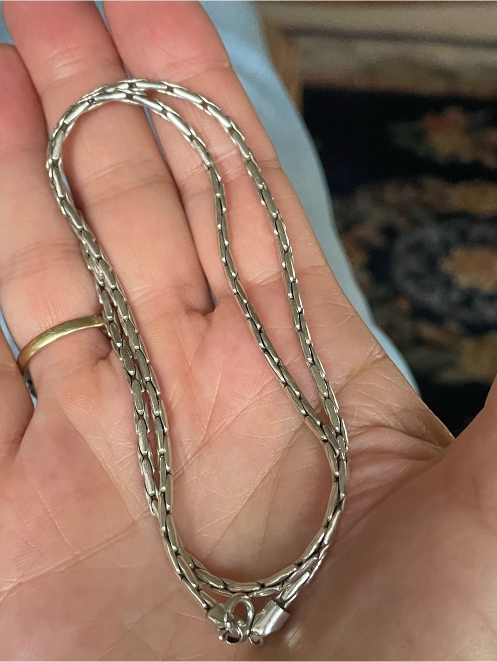 Vintage 925 Sterling Silver Unisex Fancy Wheat, Cobra Matrix Chain Necklace 17in